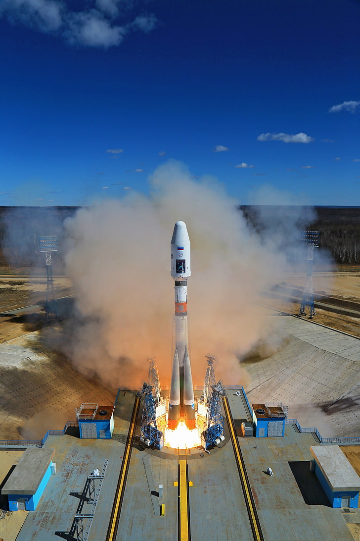 Roscosmos, Vostochny Cosmodrome, Soyuz, industry, smoke - physical structure, HD wallpaper