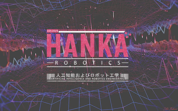anime, Ghost in the Shell, Photoshop, neon, typography, illustration