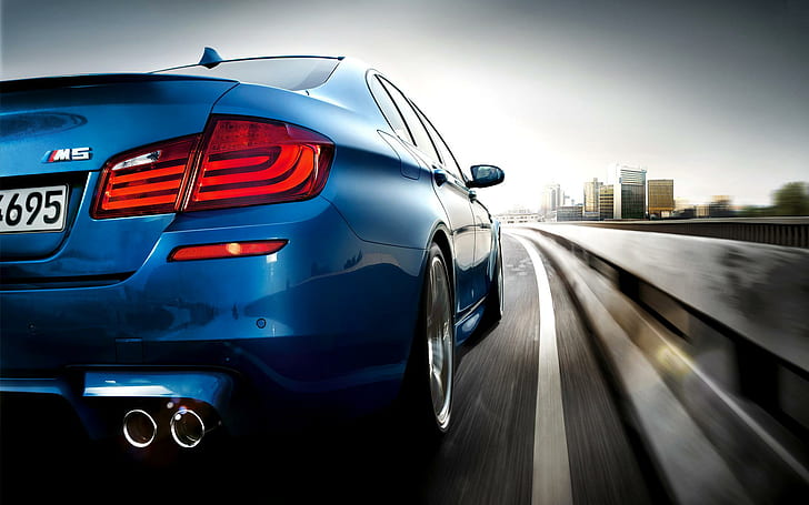 2012 BMW F10 M5 4, blue sedan, cars, HD wallpaper