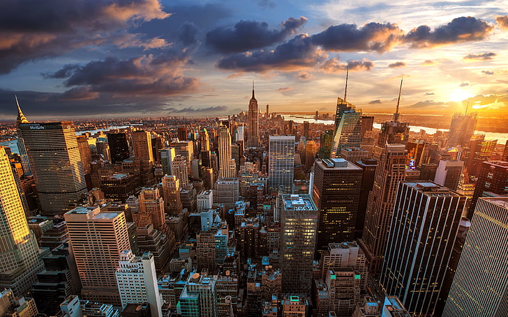 high-rise buildings, city, New York City, landscape, cityscape