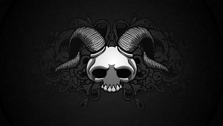 The Binding of Isaac, skull, monochrome, indoors, creativity, HD wallpaper