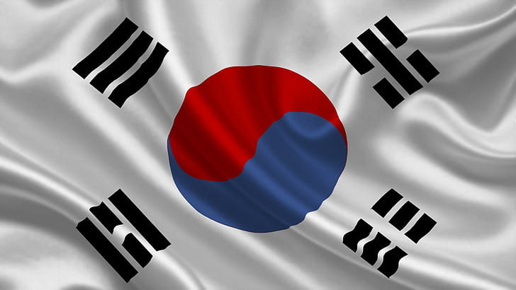 South Korea, flag, country, satin, 3d and abstract