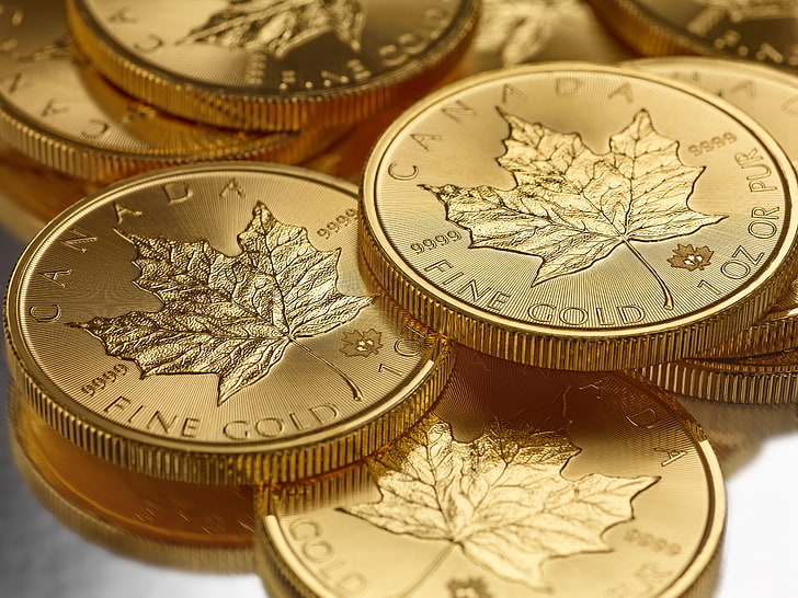 Canada, macro, gold, money, coins, metal, finance, currency