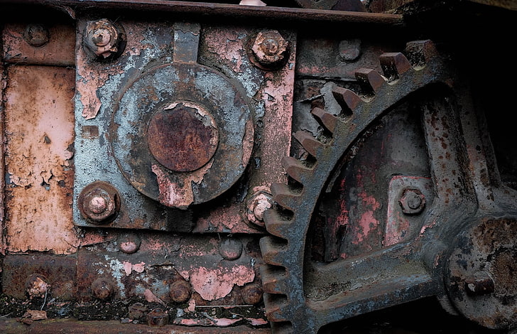 untitled, industrial, rust, machine, gears, metal, rusty, old, HD wallpaper