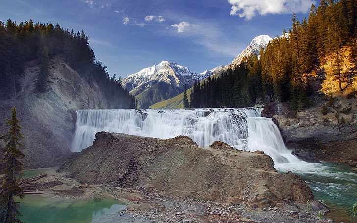 landscape, nature, waterfall, river, Yoho National Park, Canada, HD wallpaper