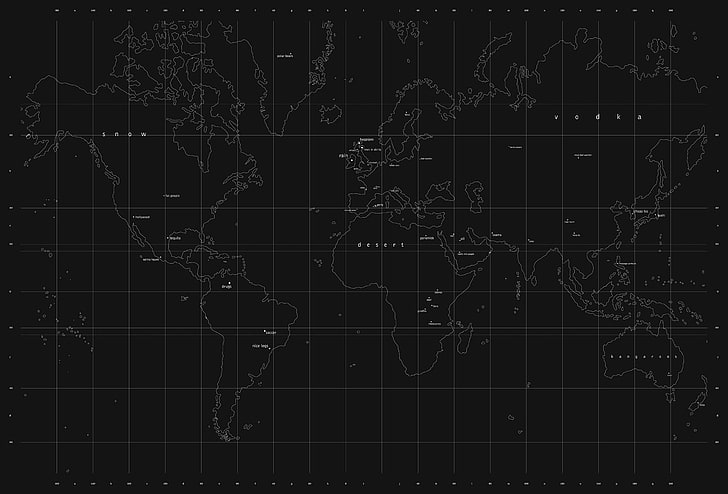 black and white world map poster, the world, backgrounds, science, HD wallpaper