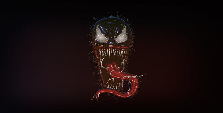 artwork, Venom, Spider-Man, representation, black background, HD wallpaper