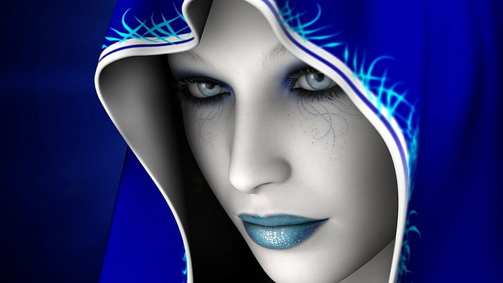 digital art, blue eyes, HD wallpaper