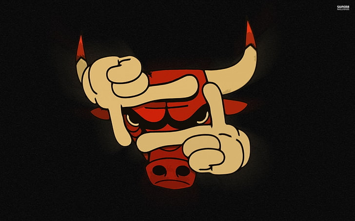 Chicago Bulls logo, NBA, basketball, vector, illustration, cartoon, HD wallpaper