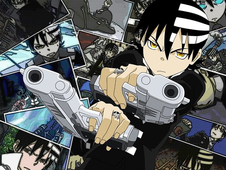 Death the Kid illustration, Soul Eater, anime, technology, high angle view