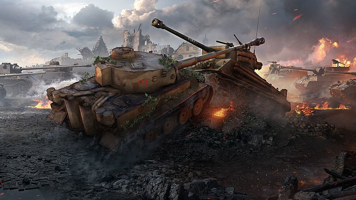 WoT, World Of Tanks, Wargaming Net, Sherman Fury, Tiger 131 HD wallpaper