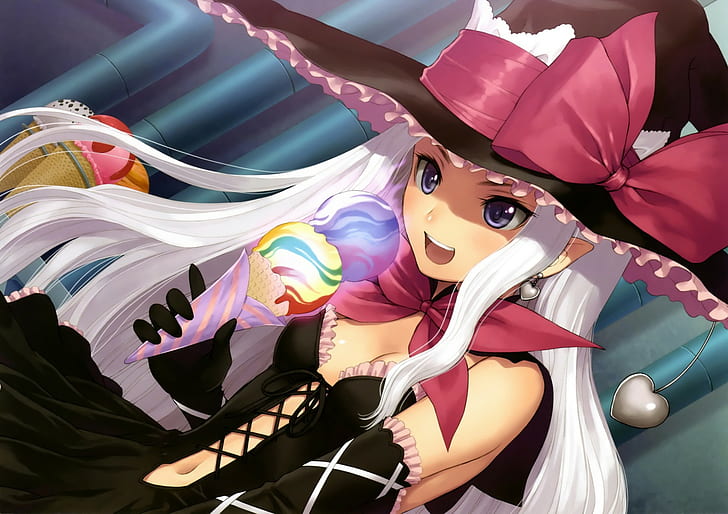 anime, witch, witch hat, Tony Taka, Shining Heart, Melty Du Granite, HD wallpaper