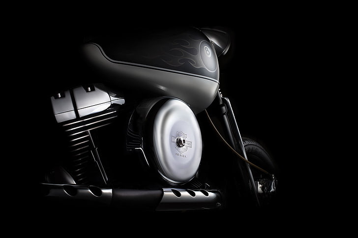 HD wallpaper: dark, Harley Davidson, vehicle, motorcycle, black background  | Wallpaper Flare
