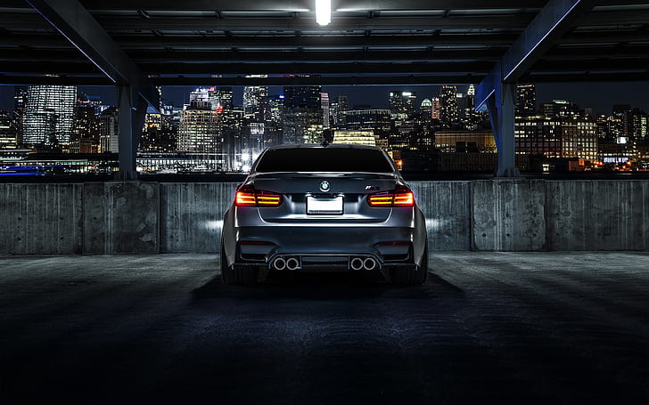 HD wallpaper: BMW M3 F80 matte black car rear view, night, city | Wallpaper  Flare