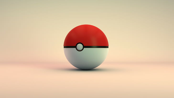 Pokémon, red, orange, bright, Cinema 4D, Poké Balls