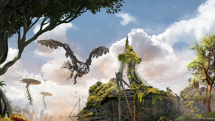 monster hunter field illustration, Stormbringer, Stormbird, Horizon Zero Dawn, HD wallpaper
