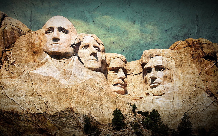 Mount Rushmore, South Dakota, monuments, mountains, filter, face, HD wallpaper