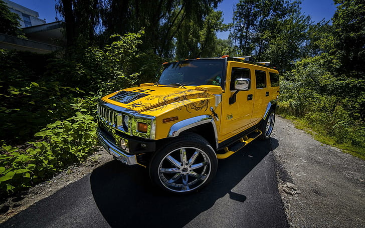 2014 Vilner Hummer H2, yellow hummer h2, cars, HD wallpaper