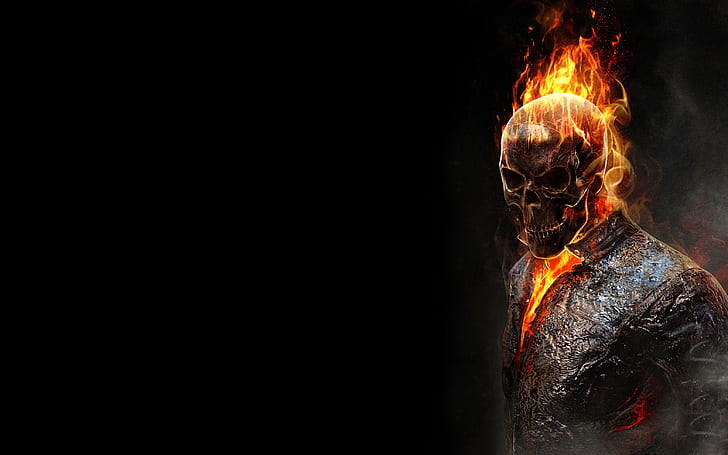 HD wallpaper: the dark background, fire, flame, skull, skeleton, Ghost  rider | Wallpaper Flare