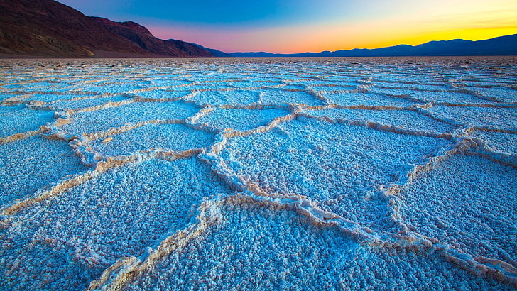 blue and gray land formation, Death Valley, landscape, desert
