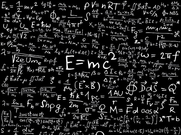 Albert Einstein formula, physics, text, blackboard, full frame, HD wallpaper