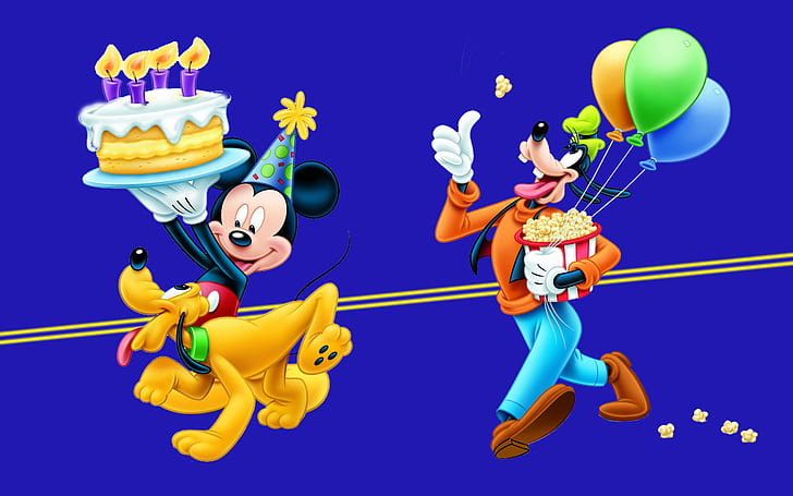HD wallpaper: Miki Maus Pluto And Gofy Celebration Birthday Cake Candles  Balloons Desktop Wallpaper Hd 1920×1200 | Wallpaper Flare