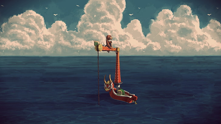red dragon boat illustration, The Legend of Zelda: Wind Waker