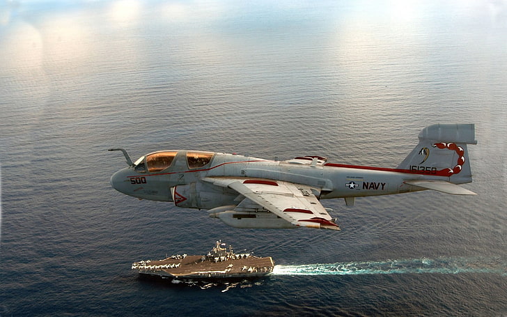 Northrop Grumman EA-6B Prowler, aircraft carrier, military aircraft, HD wallpaper