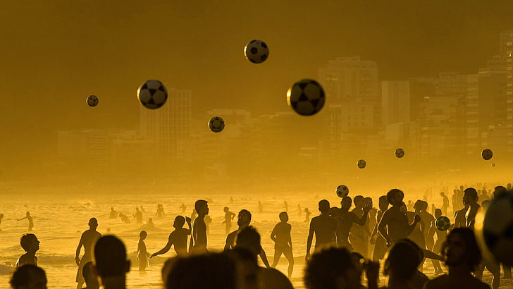 sea, beach, football, the game, the ball, Brazil, Rio de Janeiro, HD wallpaper