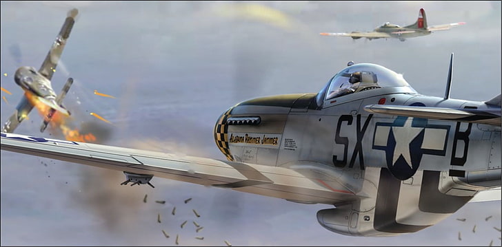 air, aircraft, airplane, fighter, force, military, mustang, HD wallpaper