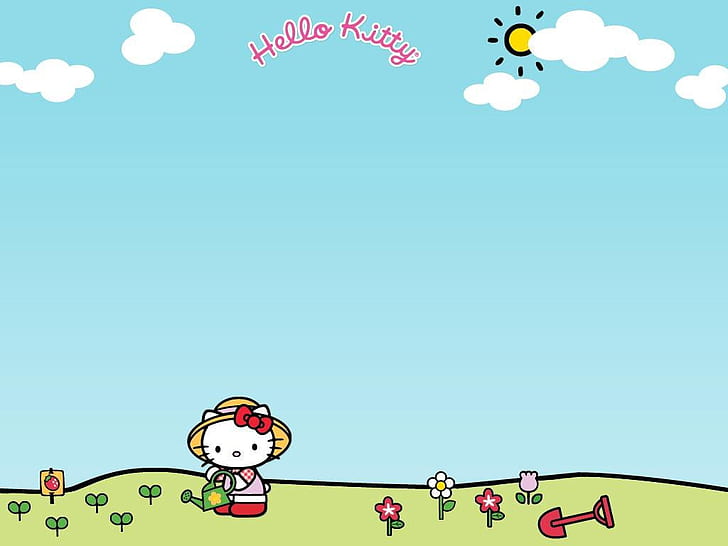 bow clouds Hello Kitty Anime Hello Kitty HD Art, cute, Flowers, HD wallpaper