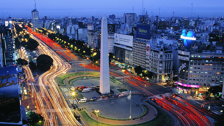 obelisco de buenos aires argentina buenos aires city long exposure monuments light trails, HD wallpaper