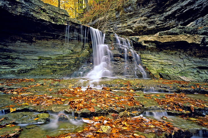 Falls On Mccormicks Creek Mccormicks Creek State Park Indiana, time lapse photography of waterfalls, HD wallpaper