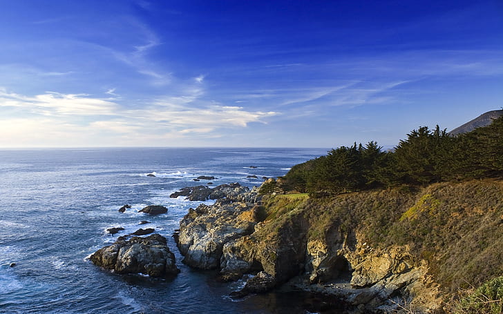 California Coast, nature, landscape, waves, sea, ocean, water, HD wallpaper