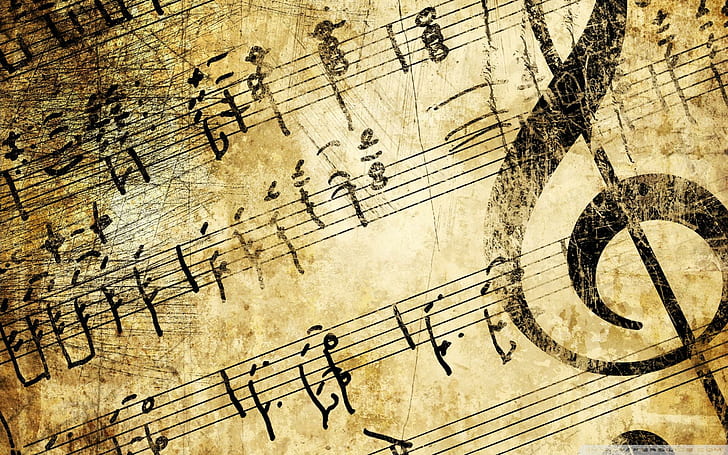 Old Music Sheet, paper, notes, tones, 3d and abstract, HD wallpaper