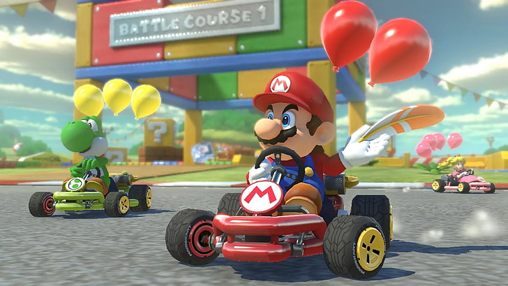 Mario, Mario Kart 8 Deluxe, Princess Peach, Yoshi