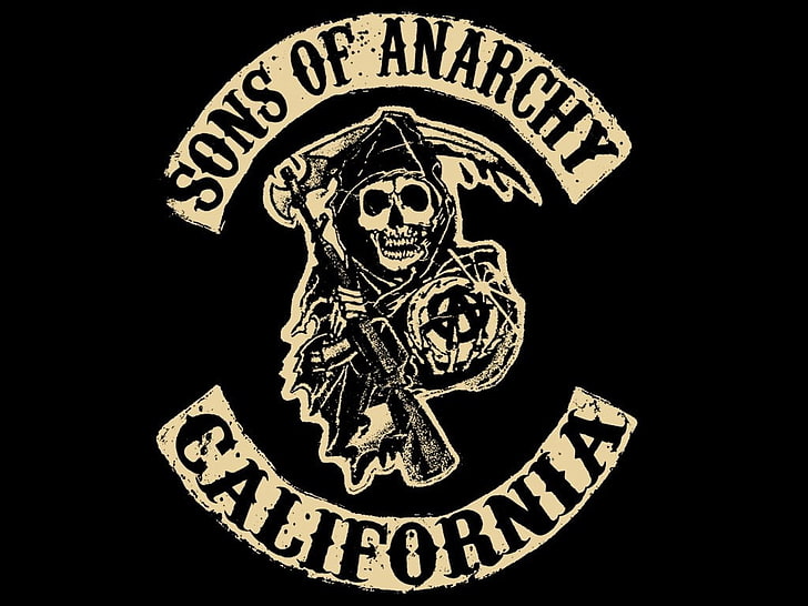 Sons of Anarchy California logo, representation, black background