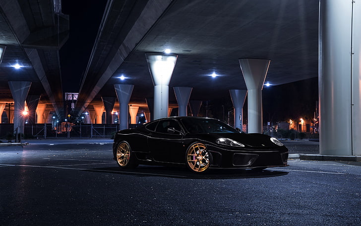 black sports coupe, ferrari, 360, modena, aristo, side view, car, HD wallpaper