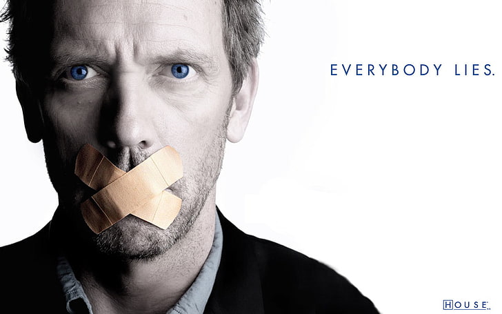 Gregory House, House, M.D., silence, censorship, adhesive tape, HD wallpaper