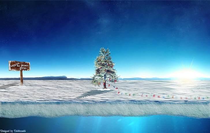 Christmas Tree, winter, Christmas, holidays, Santa Claus, north pole, cold, HD wallpaper