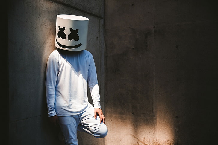 marshmello, dj, music, singer, alone, one person, wall - building feature