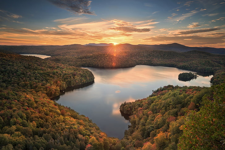 landscape, Vermont, pond, sky, beauty in nature, scenics - nature
