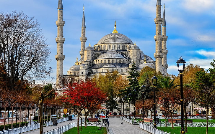 white concrete building, Sultan Ahmed Mosque, Istanbul, Turkey, HD wallpaper