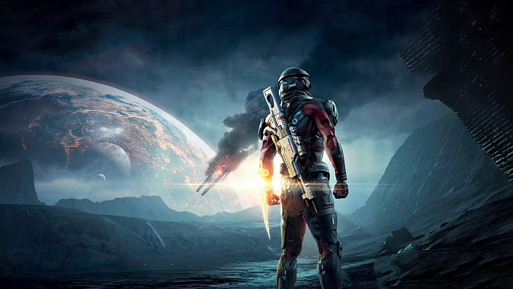 gray assault rifle, Mass Effect: Andromeda, Bioware, EA, video games, HD wallpaper