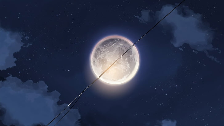 full moon animation wallpaper, anime, Neon Genesis Evangelion
