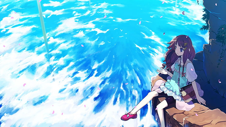 clouds anime girls skies original characters Nature Sky HD Art