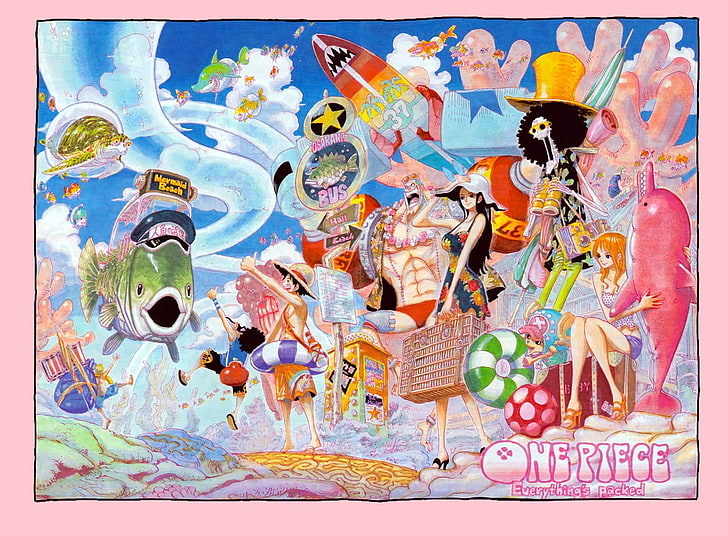 One Piece fan art wallpaper, anime, multi colored, no people