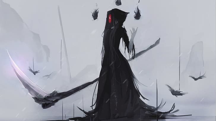 Grim Reaper, cute, female, reaper, girl, anime, HD wallpaper | Peakpx