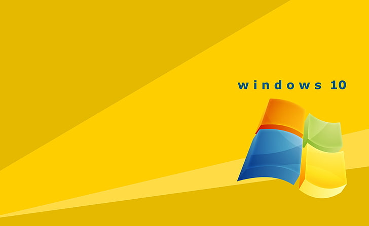 Windows 10, Microsoft Windows 10 logo, Yellow, backgrounds, no people HD wallpaper