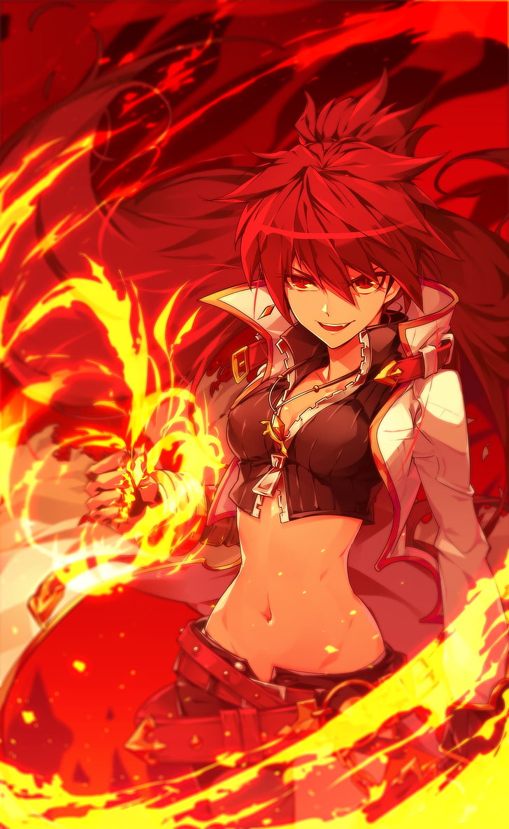 red haired female anime character wallpaper, Elsword, Elesis (Elsword), HD wallpaper